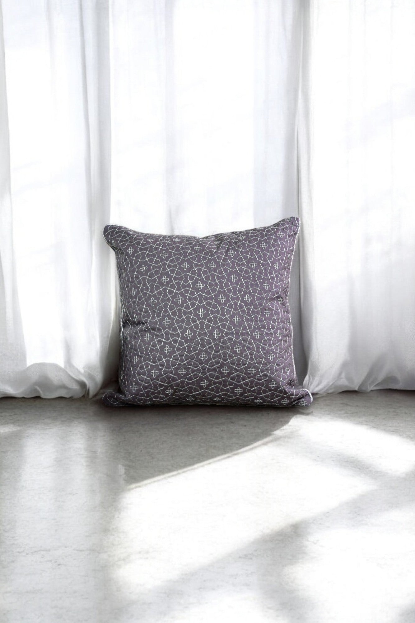 The Mughal Jaali - Hand-Embroidered Cushion