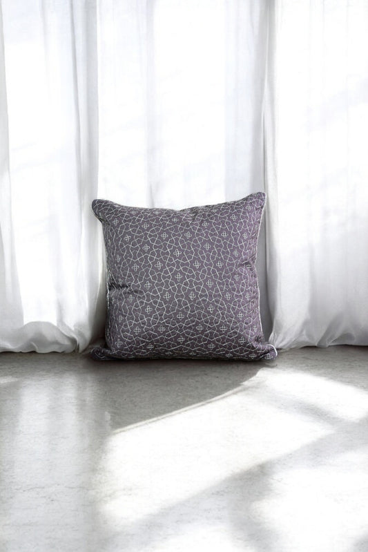 The Mughal Jaali - Hand-Embroidered Cushion