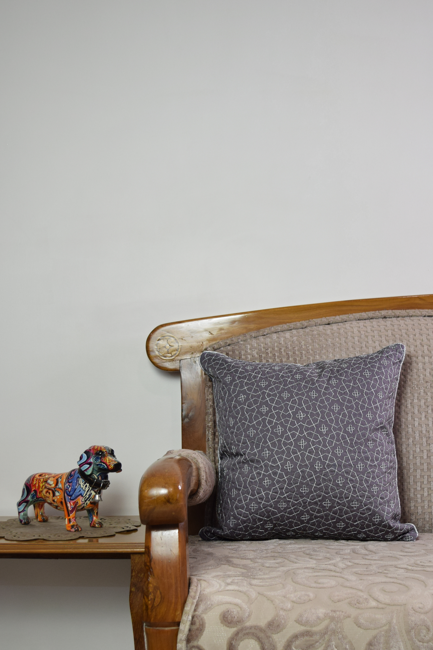 The Mughal Jaali - Hand-Embroidered Cushion