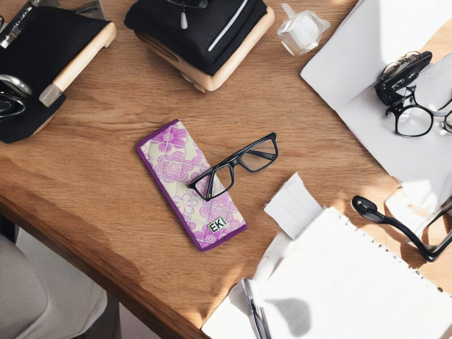 White & Purple Floral Eyewear Case