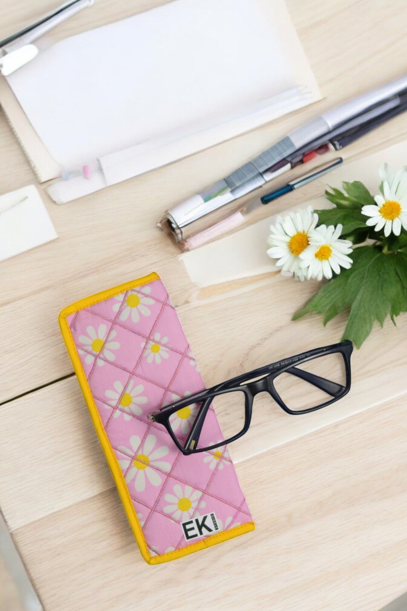 Pink Daisy Floral Eyewear Case